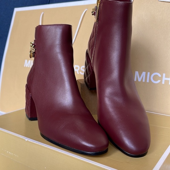Michael Kors Elsa Merlot Leather Ankle Boots - Picture 6 of 16